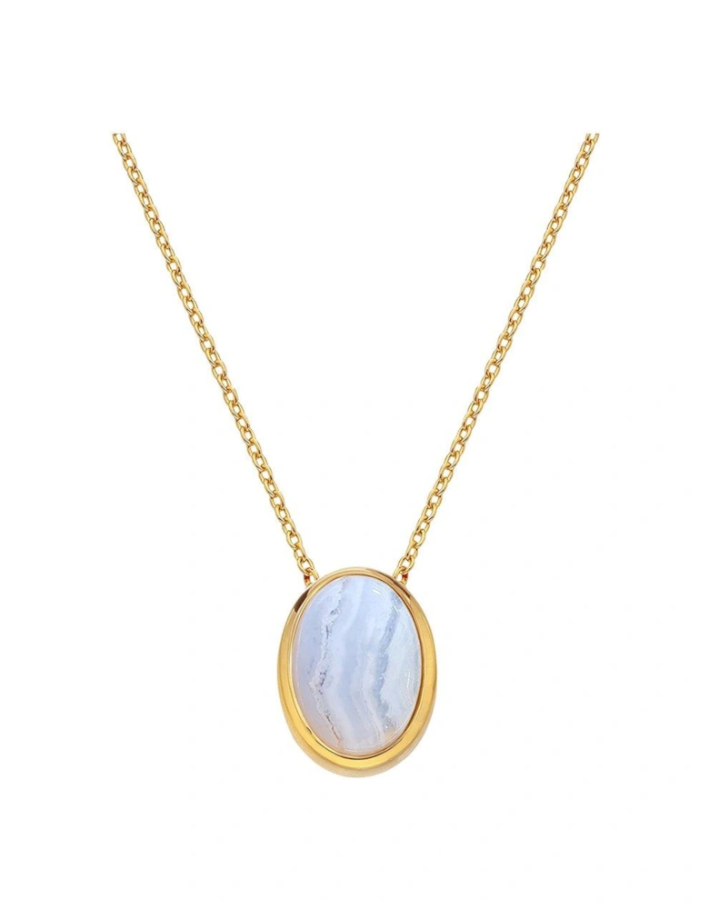 HDXGEM Oval Necklace - Blue Lace Agate