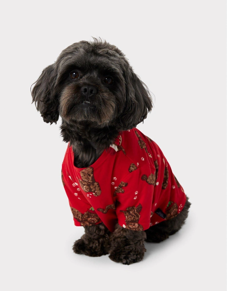 Christmas Print Dog Pyjamas - Red
