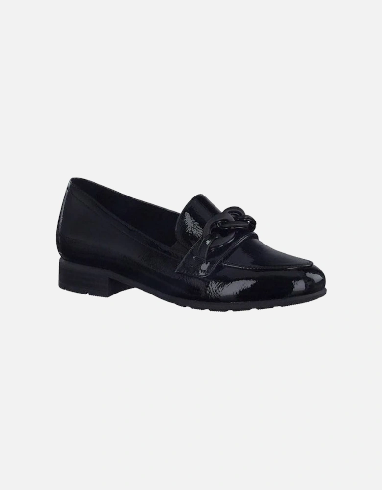 24260 Black patent wide fitting shoe