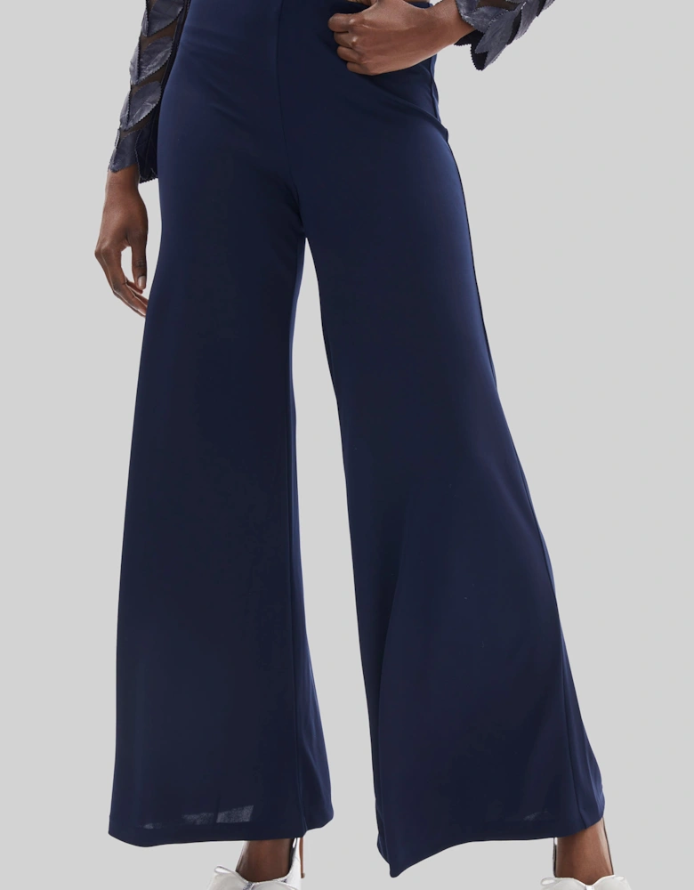 Wide Leg Palazzo Trousers Navy