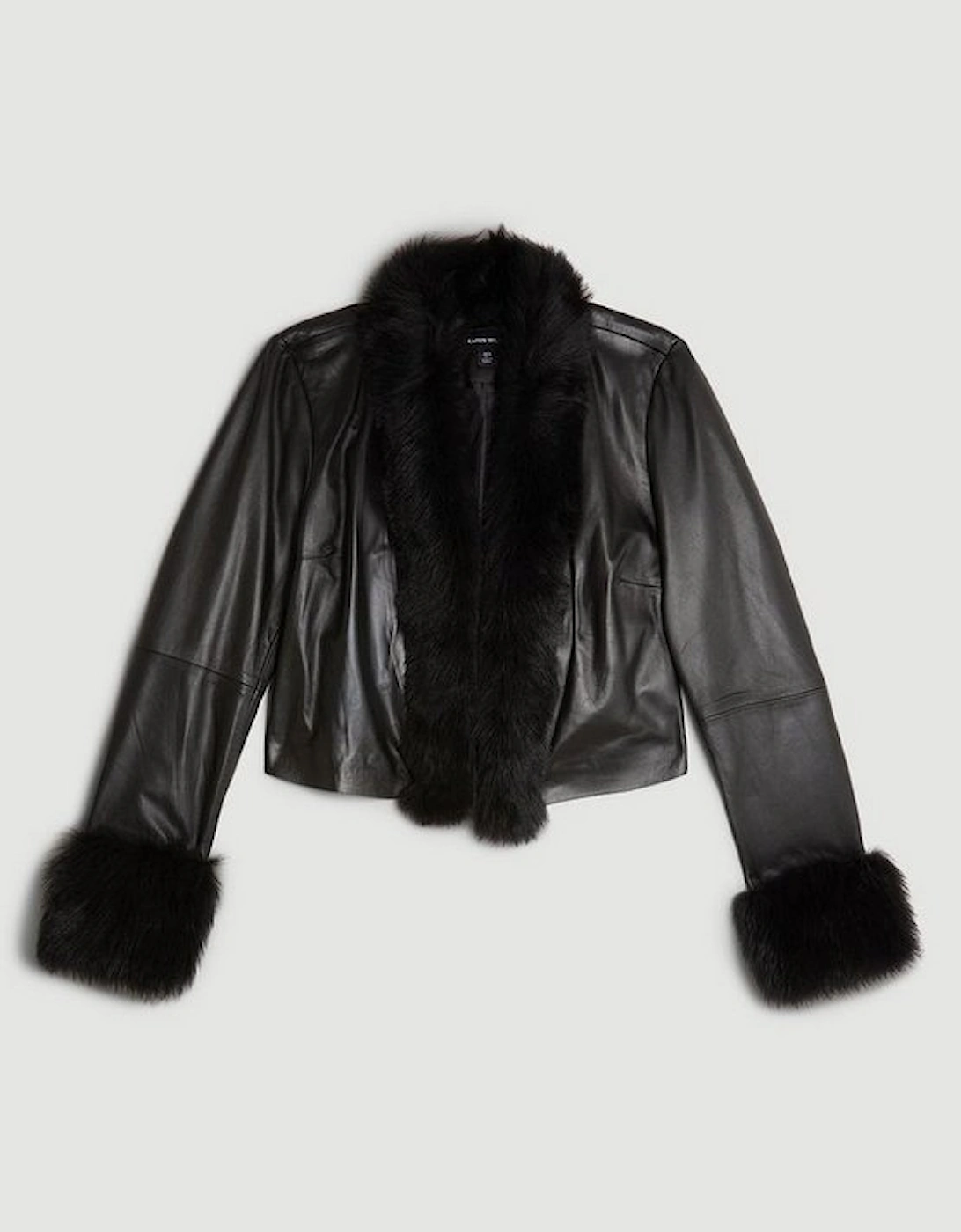 Leather Shearling Cuff & Collar Jacket