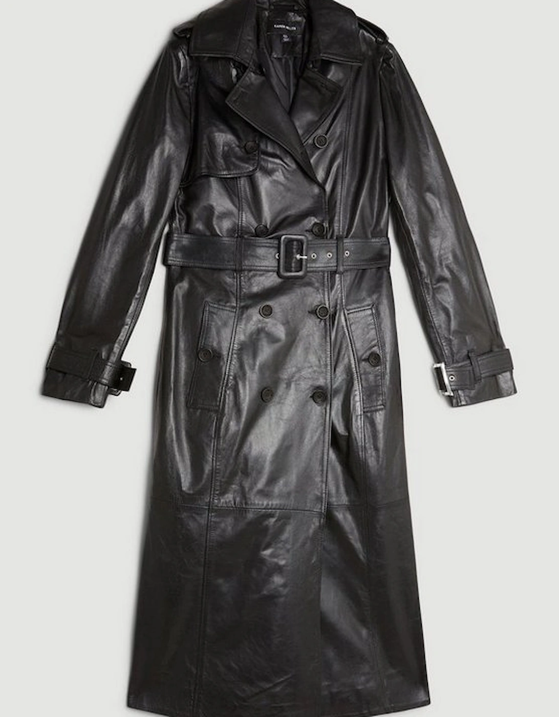 Leather Trench Belted Mac Midi Coat