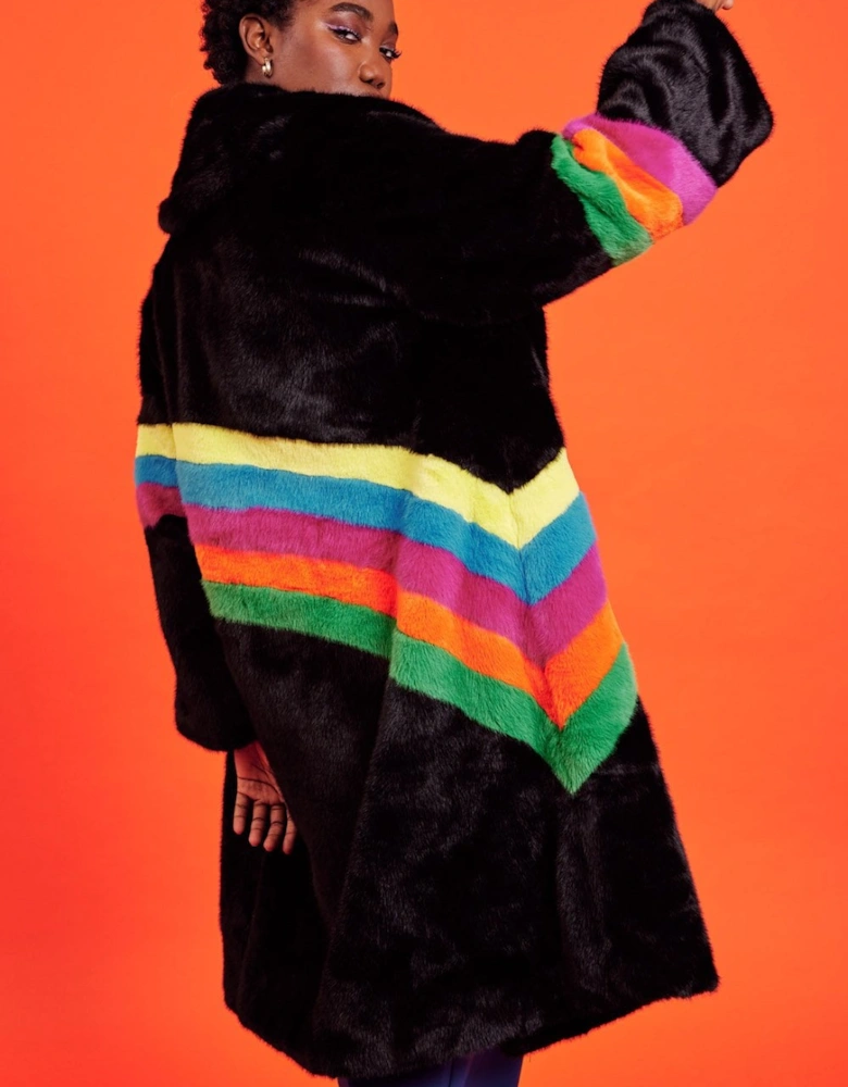 Handmade Eco Faux Fur Rainbow Coat