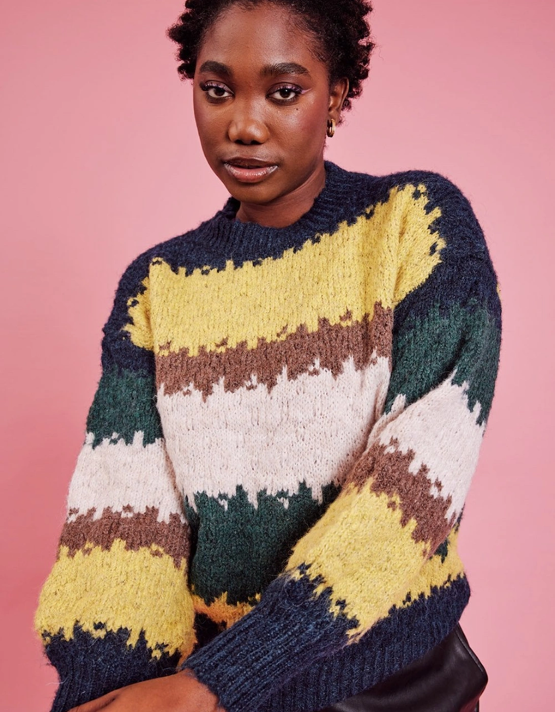 Yellow and Green Striped Cashmere Jumper