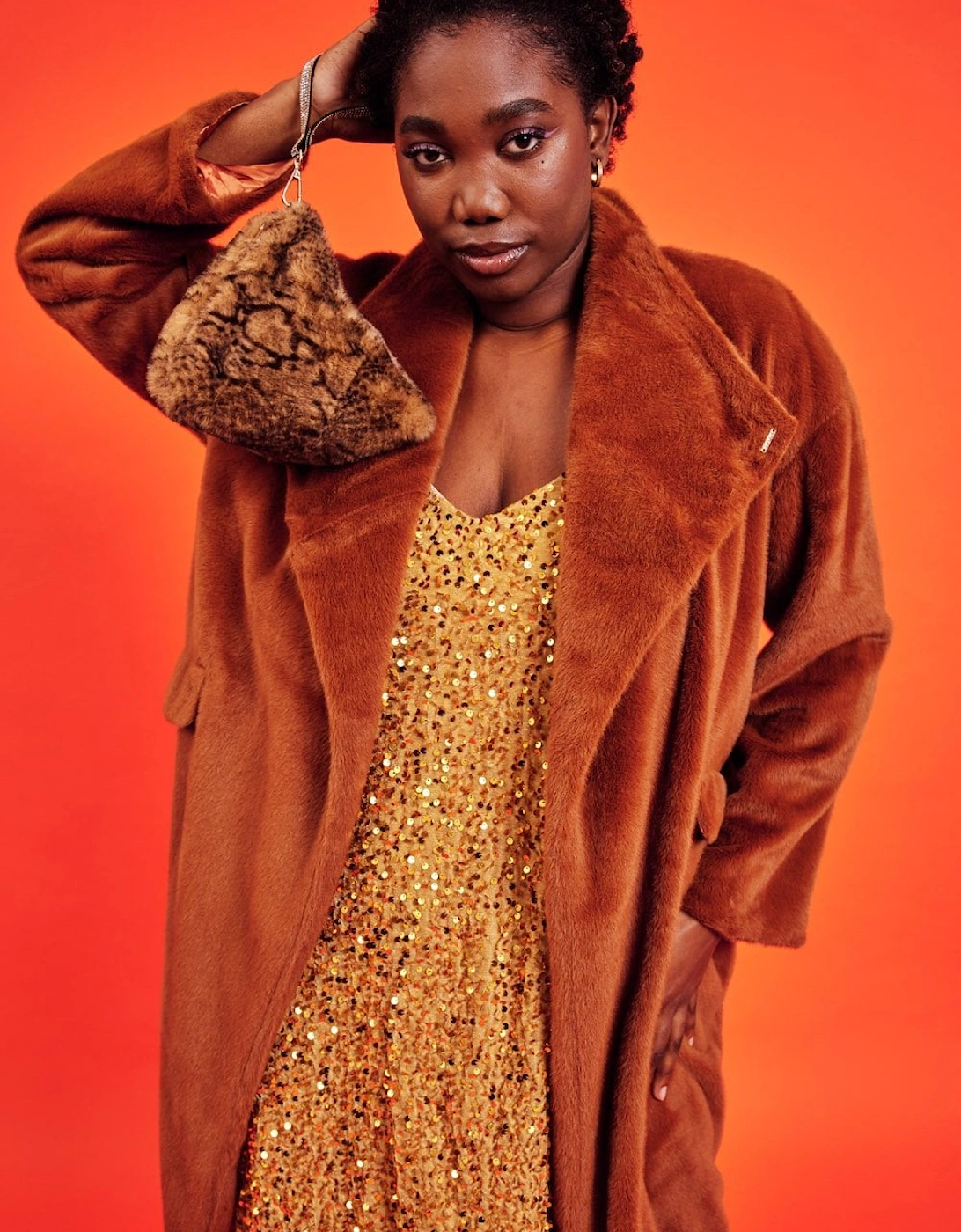 Chocolate Faux Fur Oversized Coat, 5 of 4