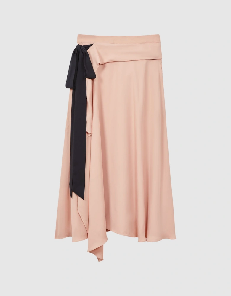 Contrast Bow Midi Skirt