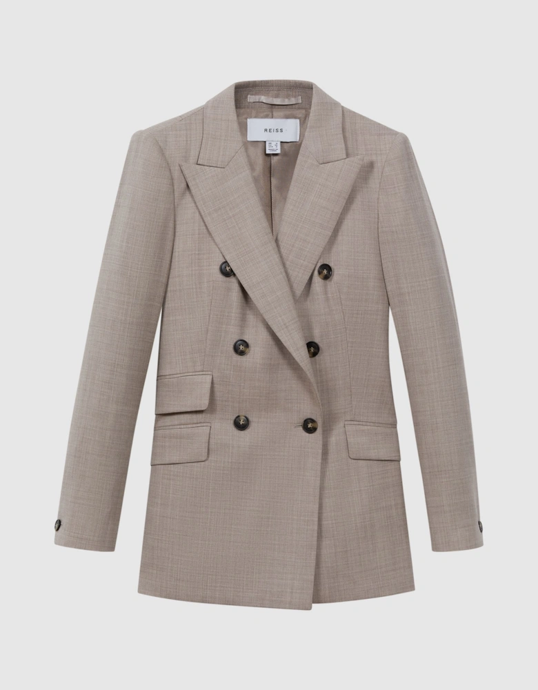 Tailored Wool Blend Double Breasted Suit Blazer