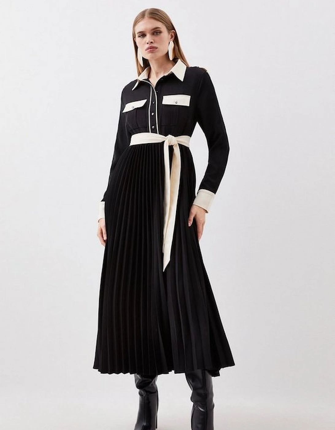 Twill Woven Colour Block Maxi Dress, 5 of 4