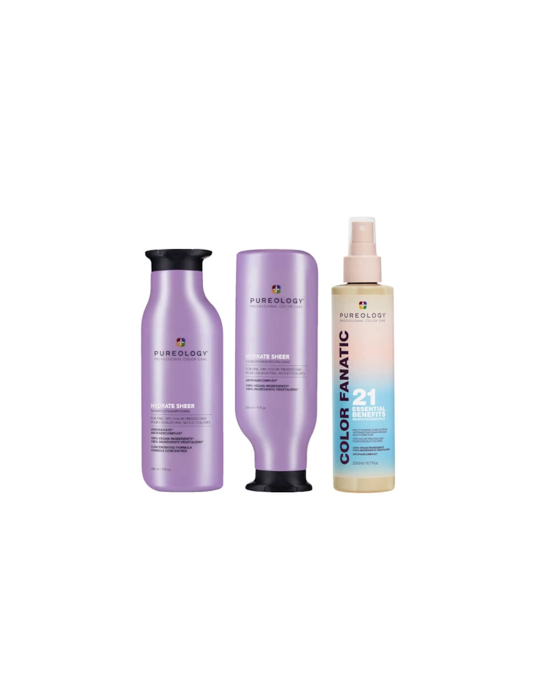 Hydrate Sheer Shampoo, Conditioner and Color Fanatic Spray Routine for Dry, Colour Treated Hair