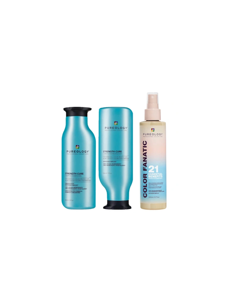 Strength Cure Shampoo, Conditioner and Color Fanatic Spray Routine for Damaged Hair