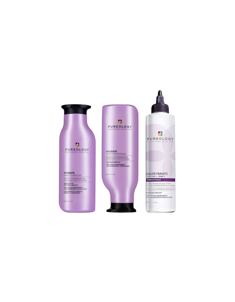 Hydrate Shampoo, Conditioner and Color Fanatic Purple Toner Routine for Neutralising and Hydrating Brassy Tones