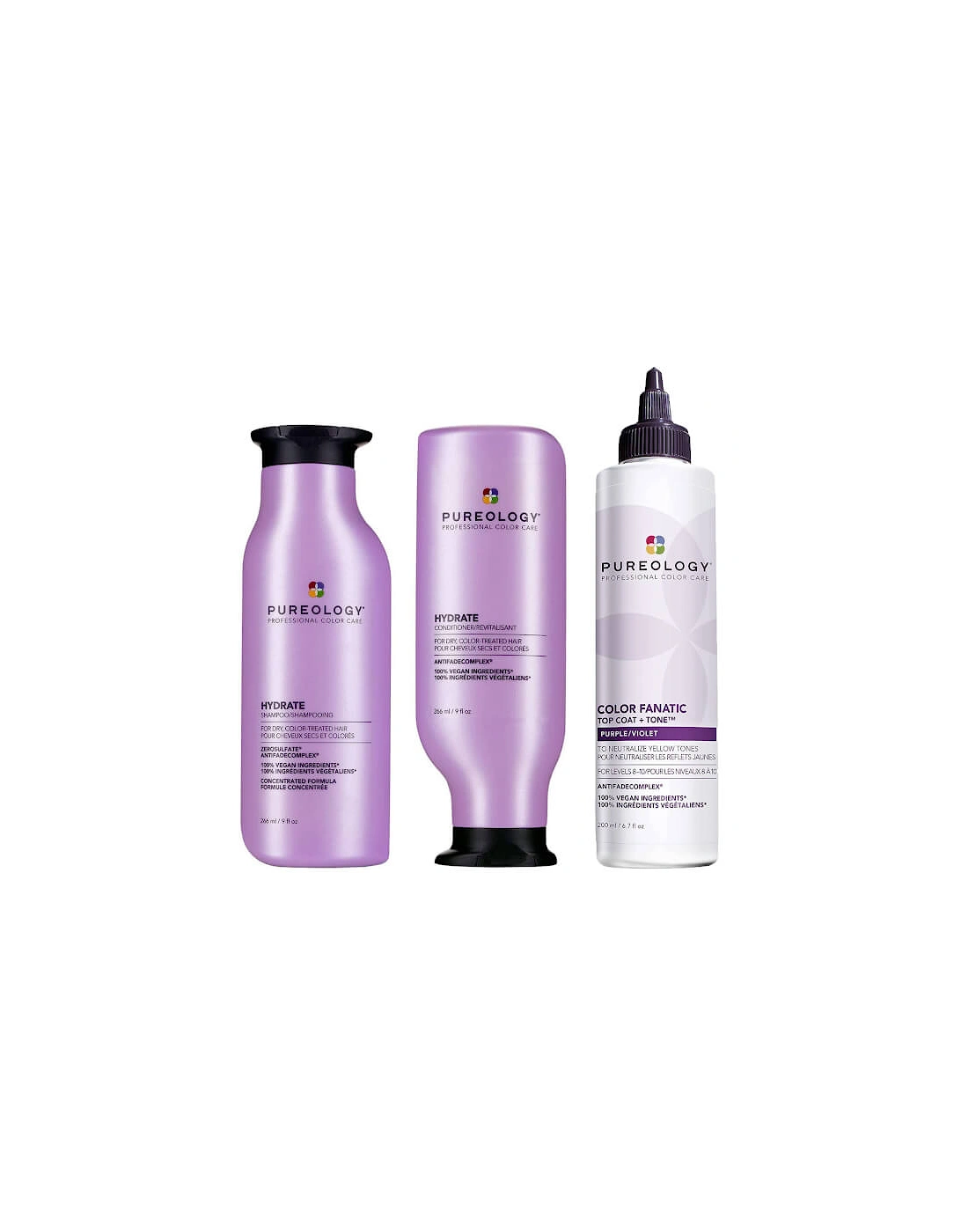 Hydrate Shampoo, Conditioner and Color Fanatic Purple Toner Routine for Neutralising and Hydrating Brassy Tones, 2 of 1