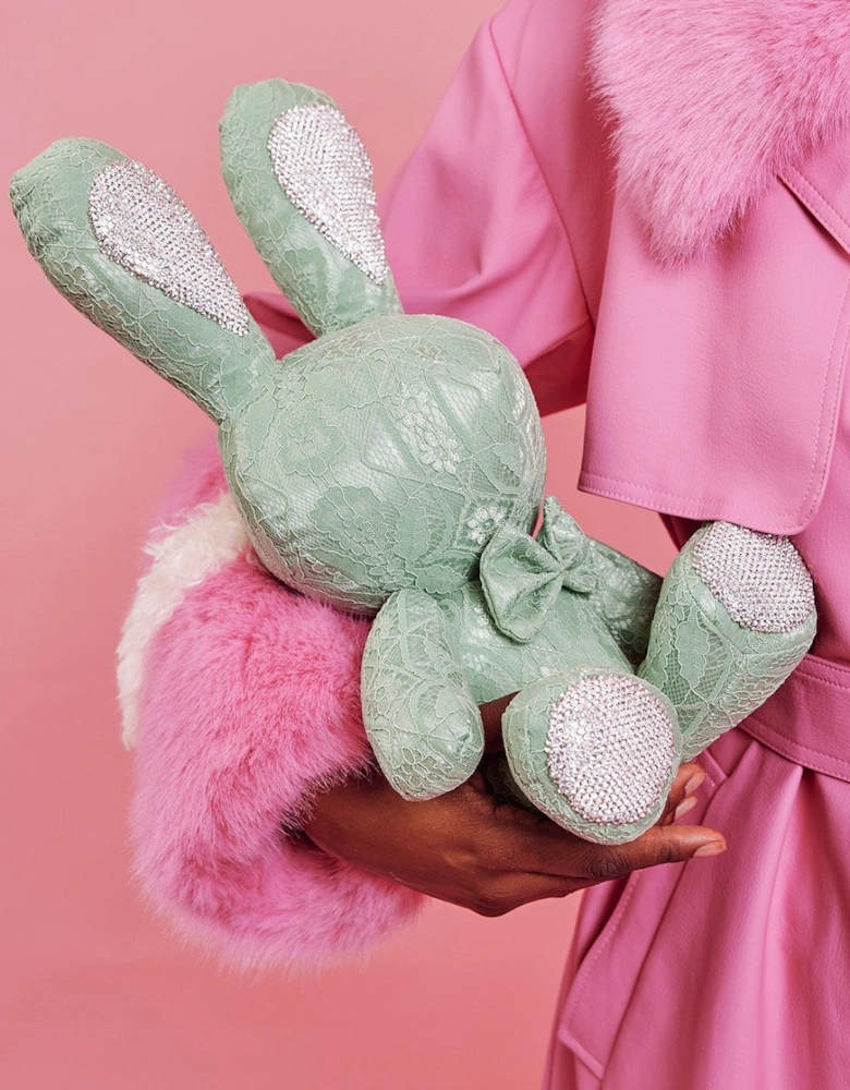 Rhinestone Rabbit in Mint Green