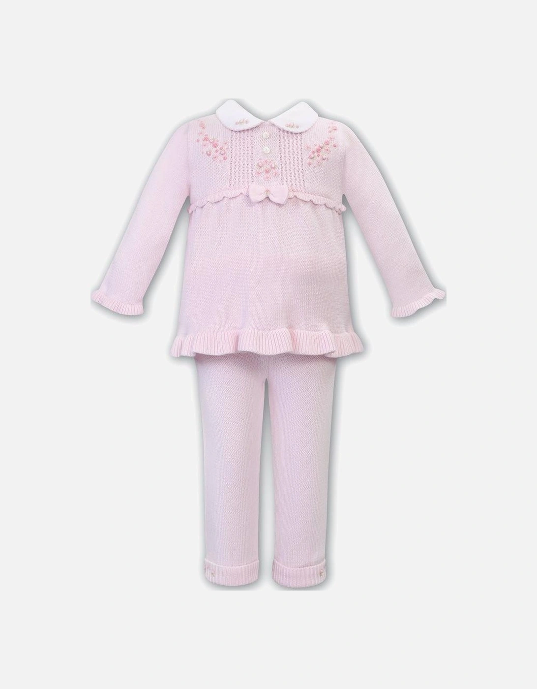 Girls Pink Embroidered Flower Set, 2 of 1
