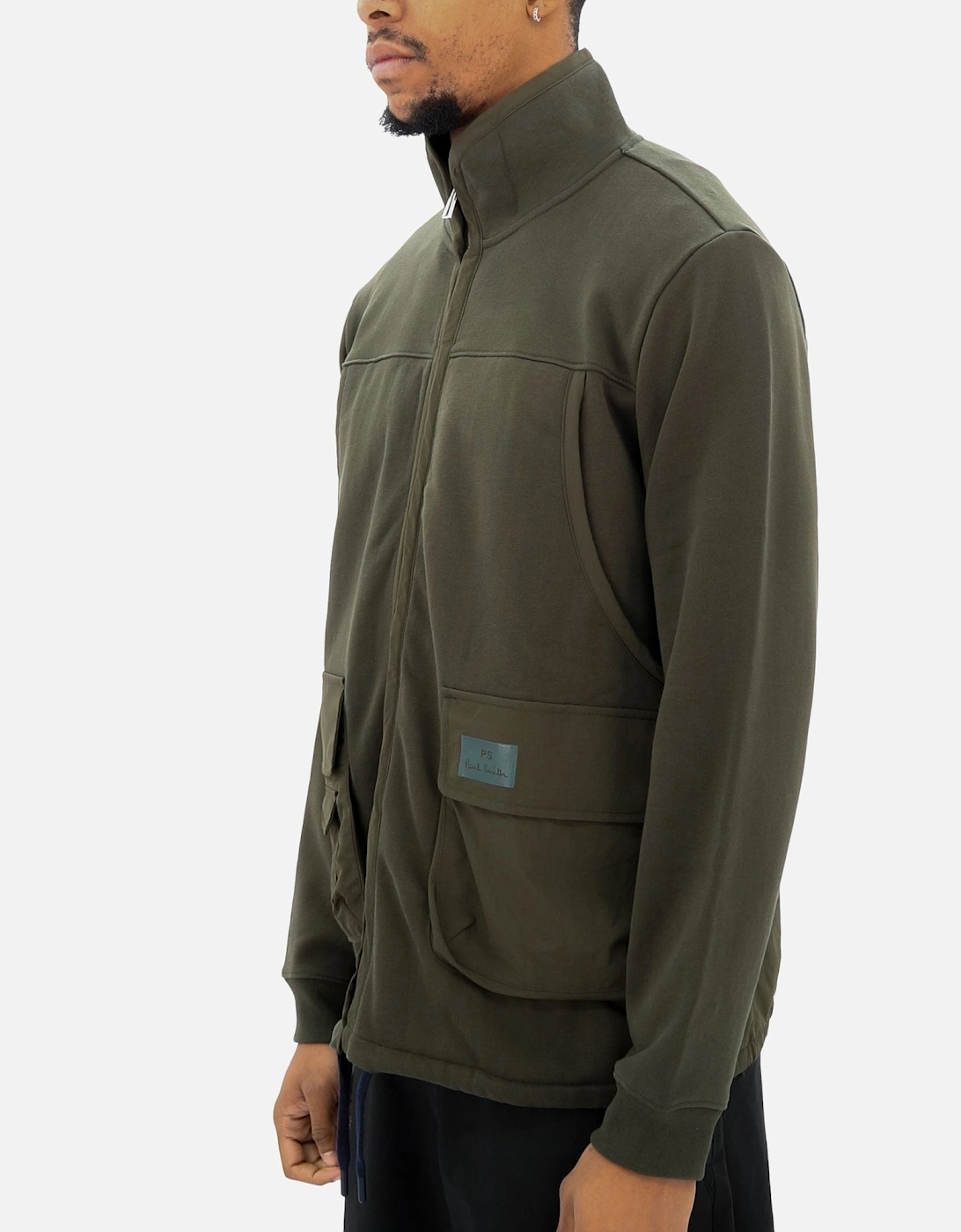 Nylon Pocket Zip khaki Sweatshirt