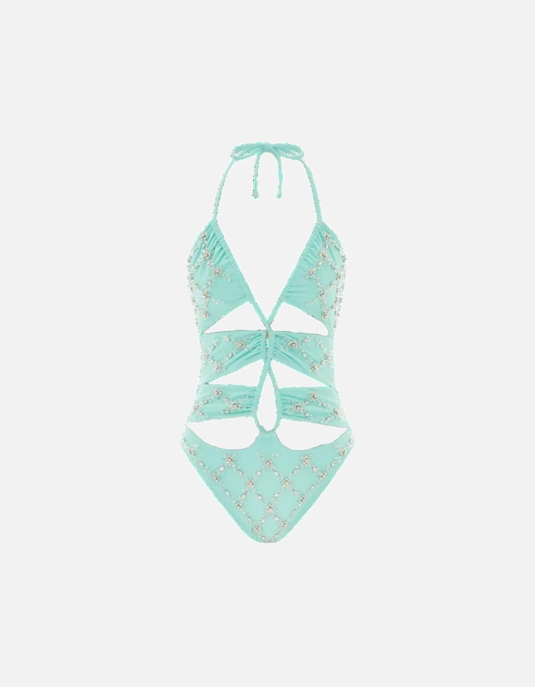 Palmer Luxe Crystal Embroidered Mint Swimsuit