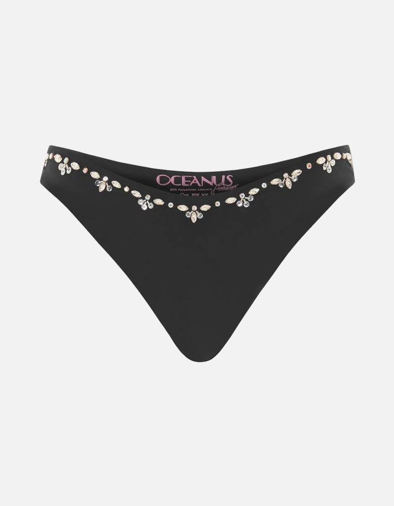 Aaliyah Hand Embroidered Black Bikini Bottom