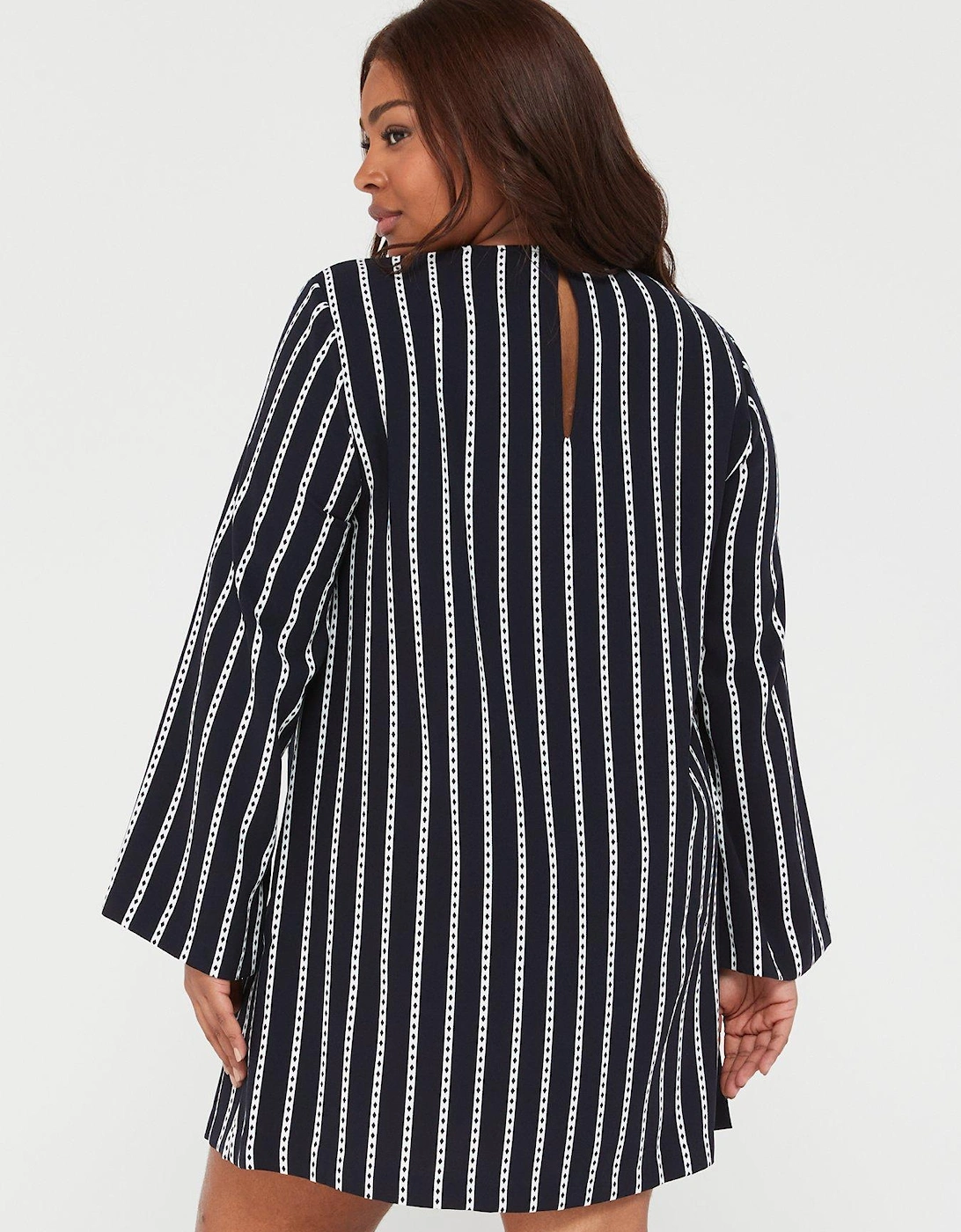 Curve Argyle Stripe Shift Dress - Blue/white