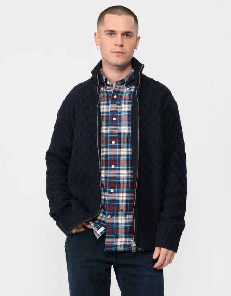 Mens Cable Knit Zip Cardigan