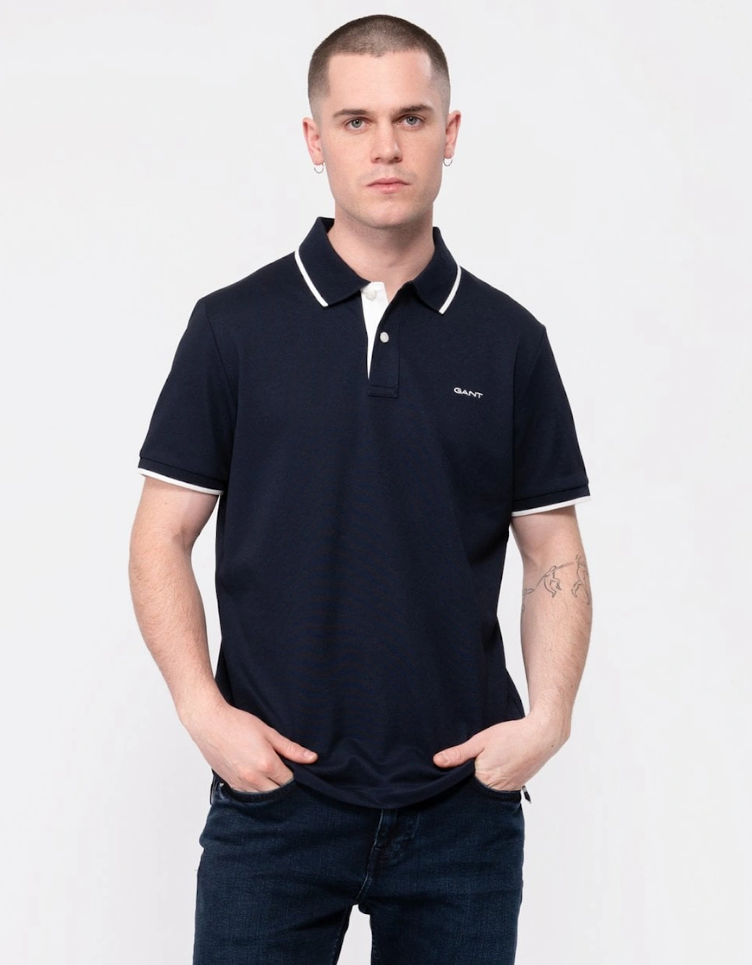 Mens Tipped Short Sleeve Pique Polo, 5 of 4