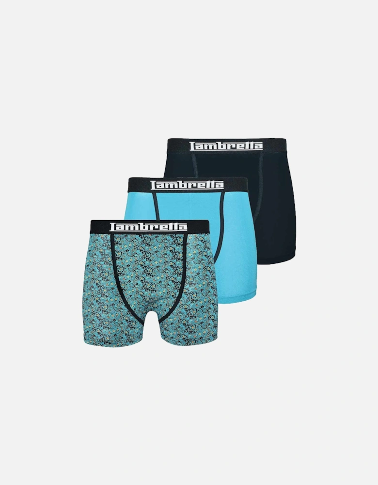 Mens 3 Pack Assorted Cotton Boxer Shorts - Navy