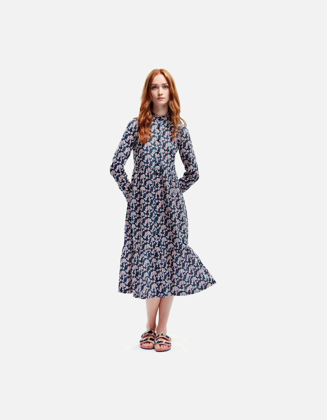 Womens Orla Kiely High Neck Button Up Maxi Dress, 14 of 13