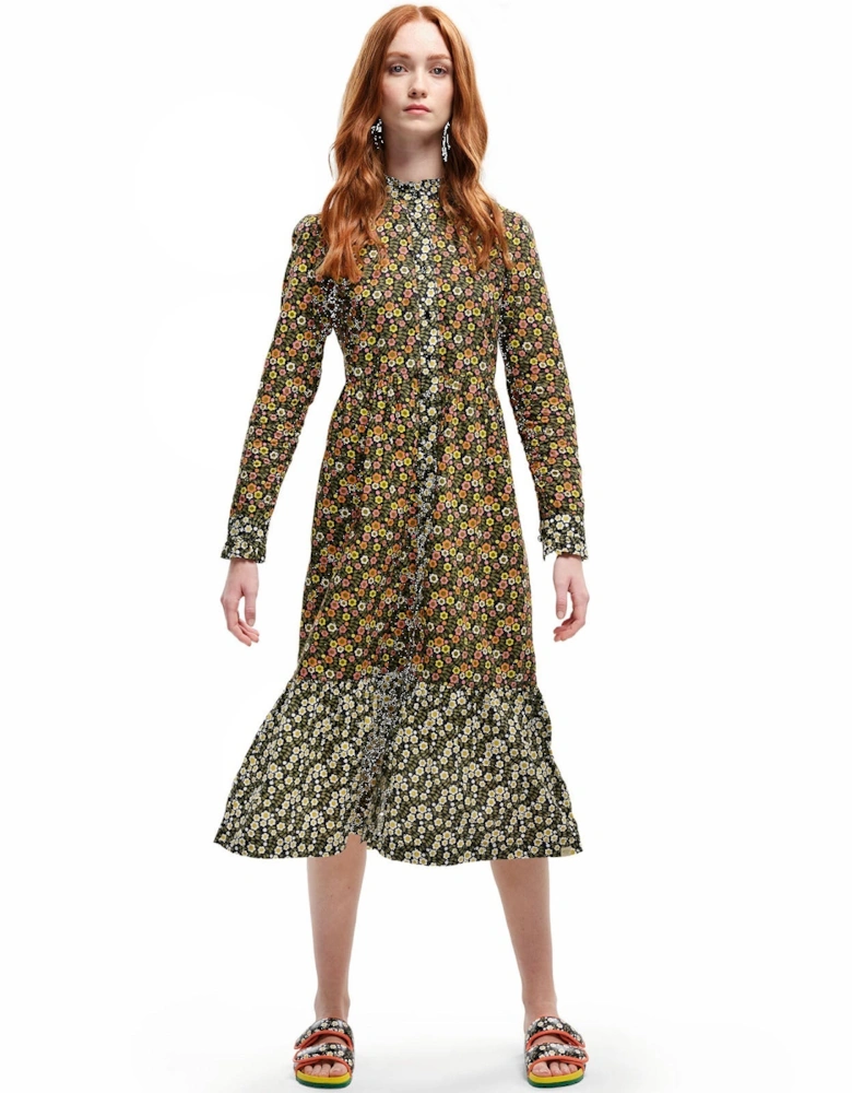 Womens Orla Kiely High Neck Button Up Maxi Dress