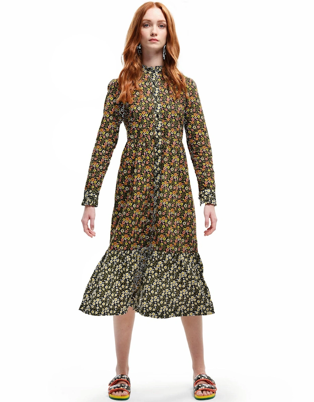 Womens Orla Kiely High Neck Button Up Maxi Dress