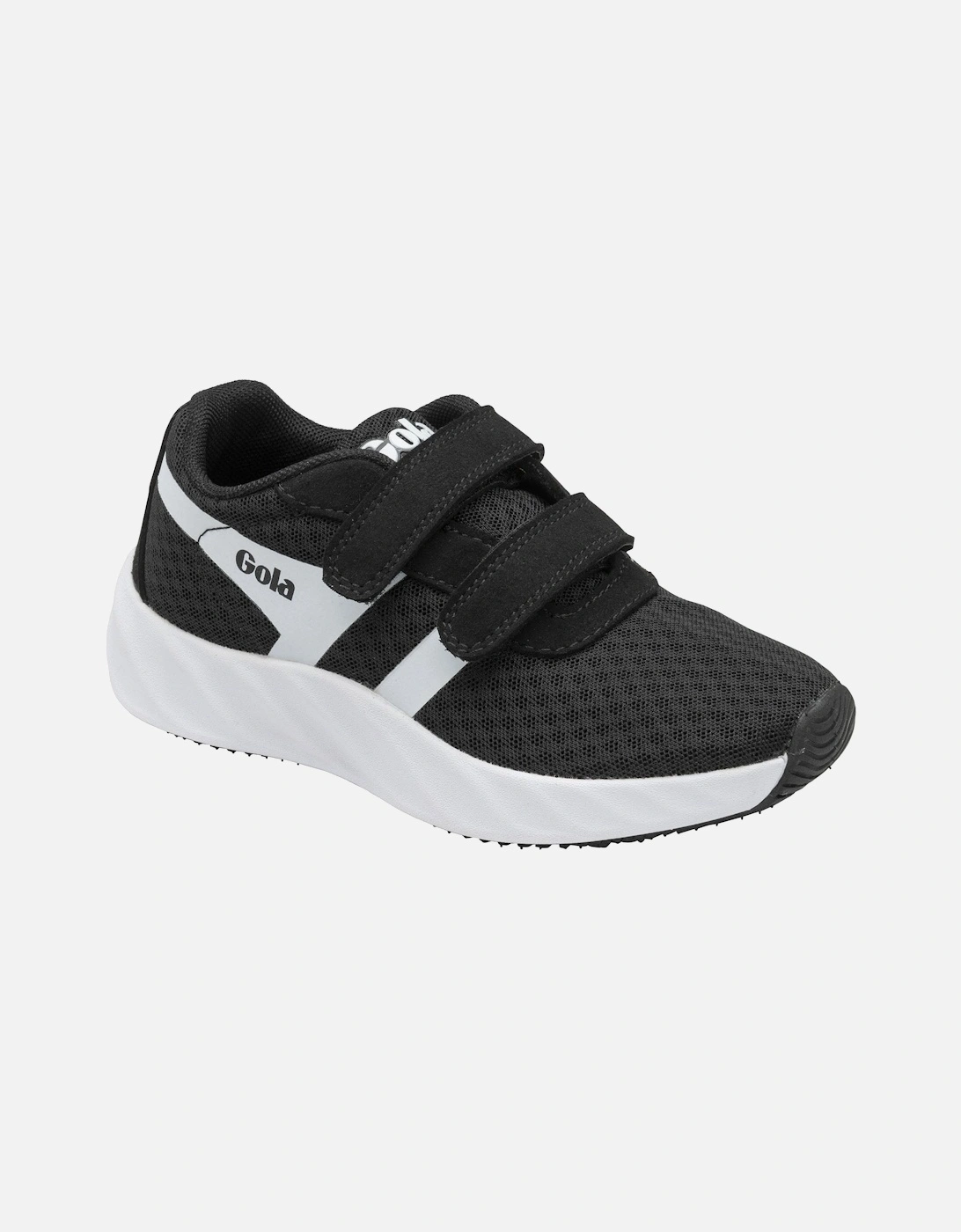 Performance Kids Draken Twin Bar QF Hook & Loop Trainers - Black/White, 2 of 1