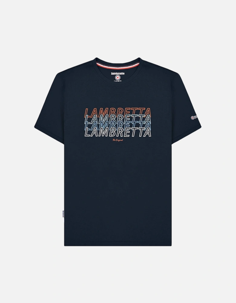 Mens Repeat Logo Crew Neck T-Shirt - Navy
