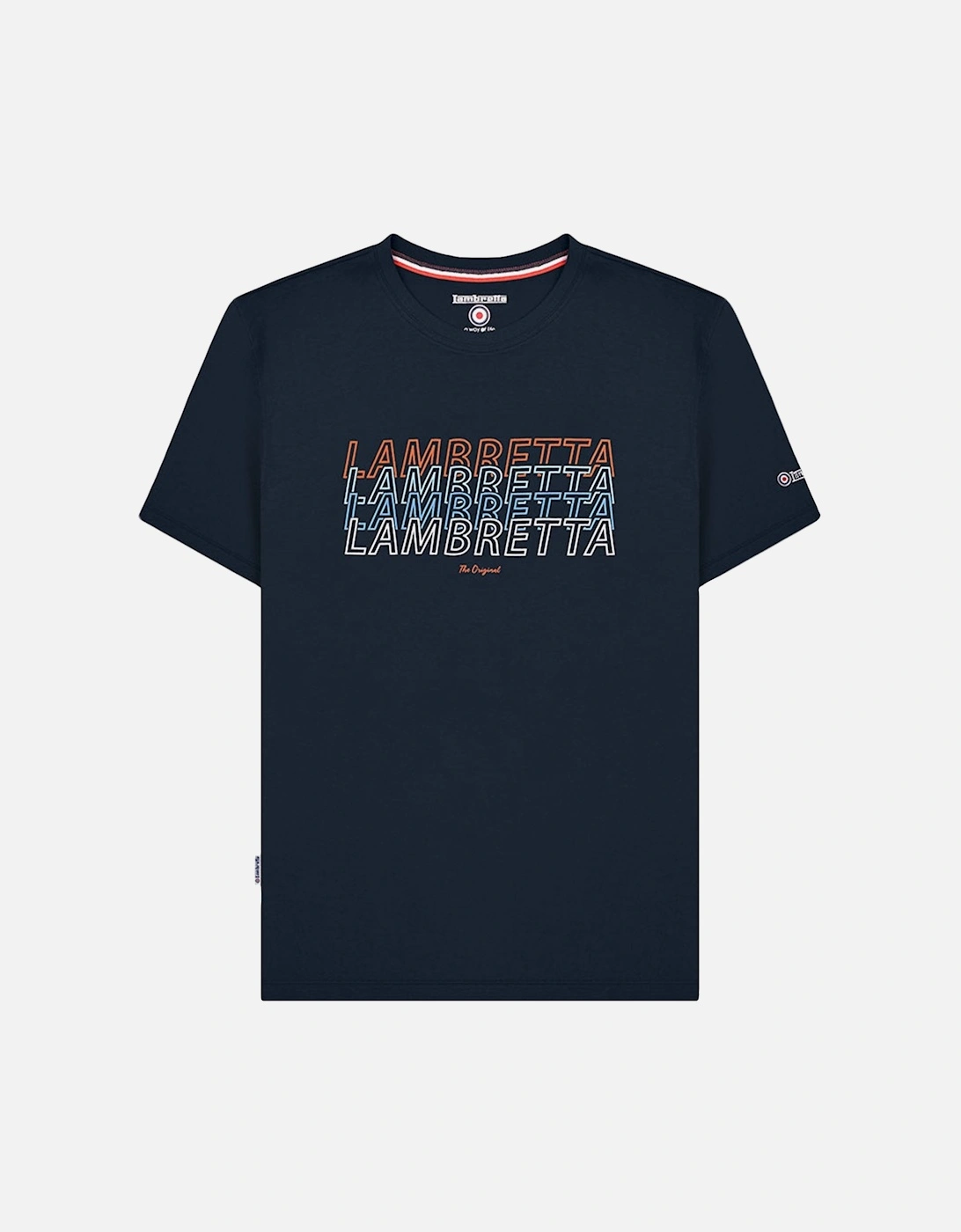 Mens Repeat Logo Crew Neck T-Shirt - Navy, 2 of 1