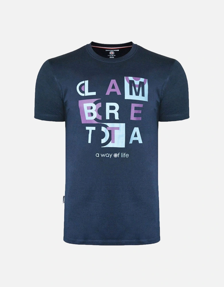 Mens Retro Box Crew Neck T-Shirt - Navy