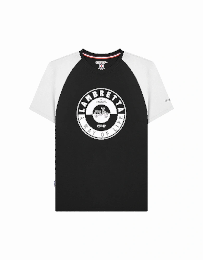Mens Scooter Two Tone Crew Neck T-Shirt - Black/White