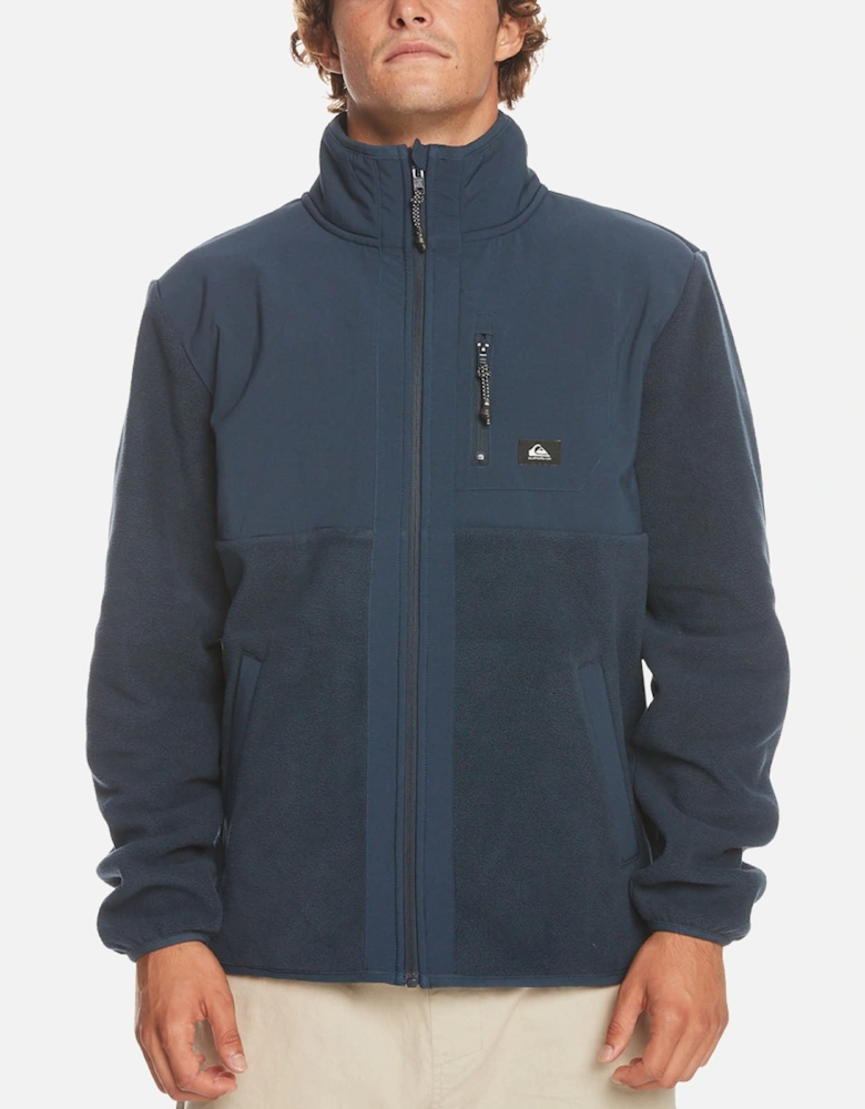 Mens Polar Full Zip High Collar Fleece Jacket - Navy Blazer