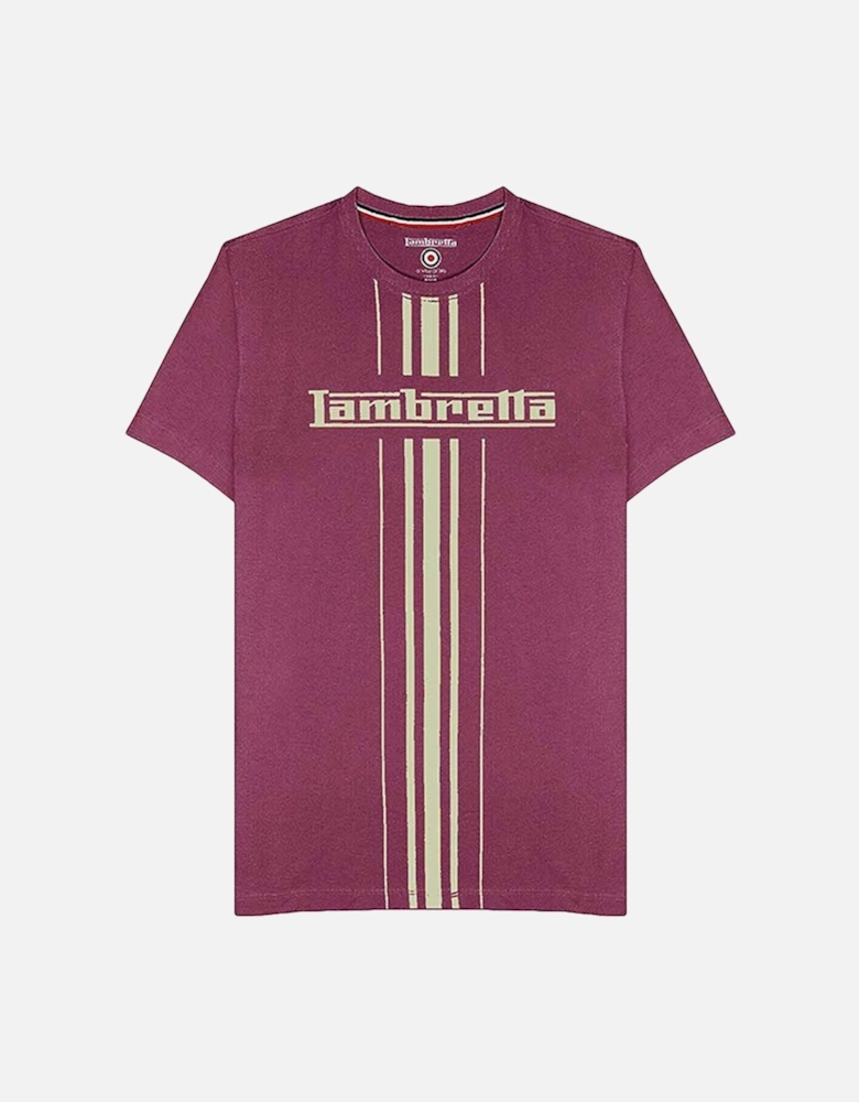 Mens Stripe Print Cotton T-Shirt - Grape