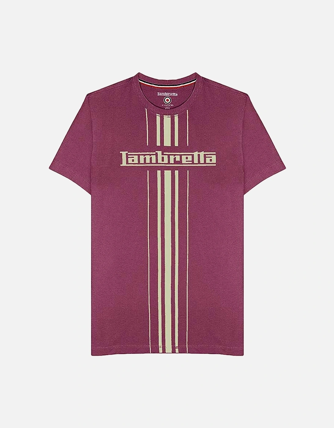 Mens Stripe Print Cotton T-Shirt - Grape, 4 of 3