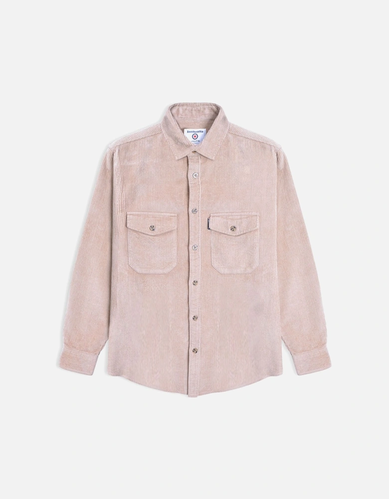 Mens Cord Long Sleeve Corduroy Overshirt - Beige