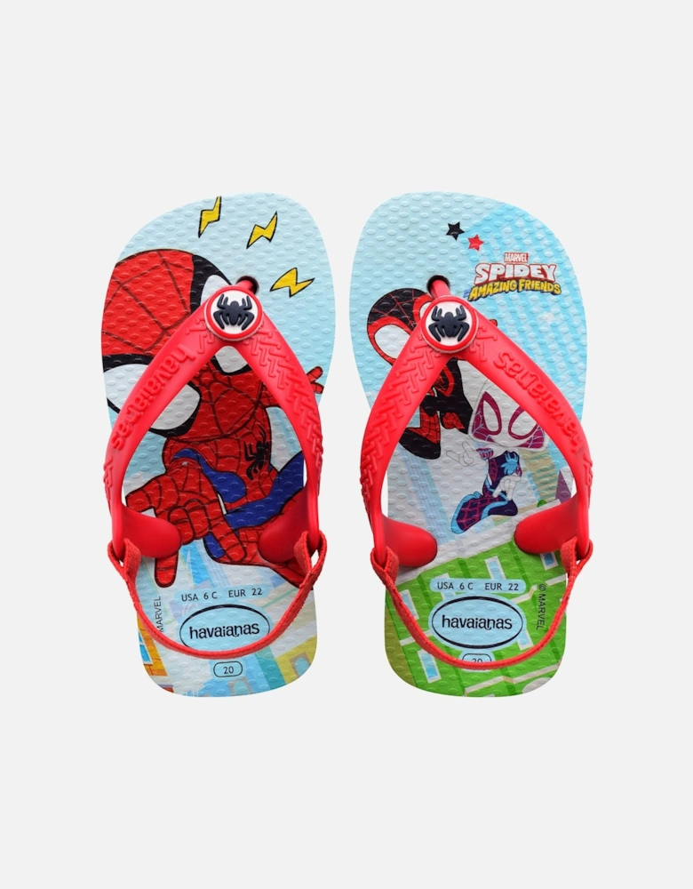 Kids Baby Marvel Flip Flops - Blue/Red