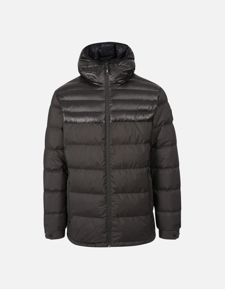 Mens Tacker Hooded Padded Down Jacket - Black