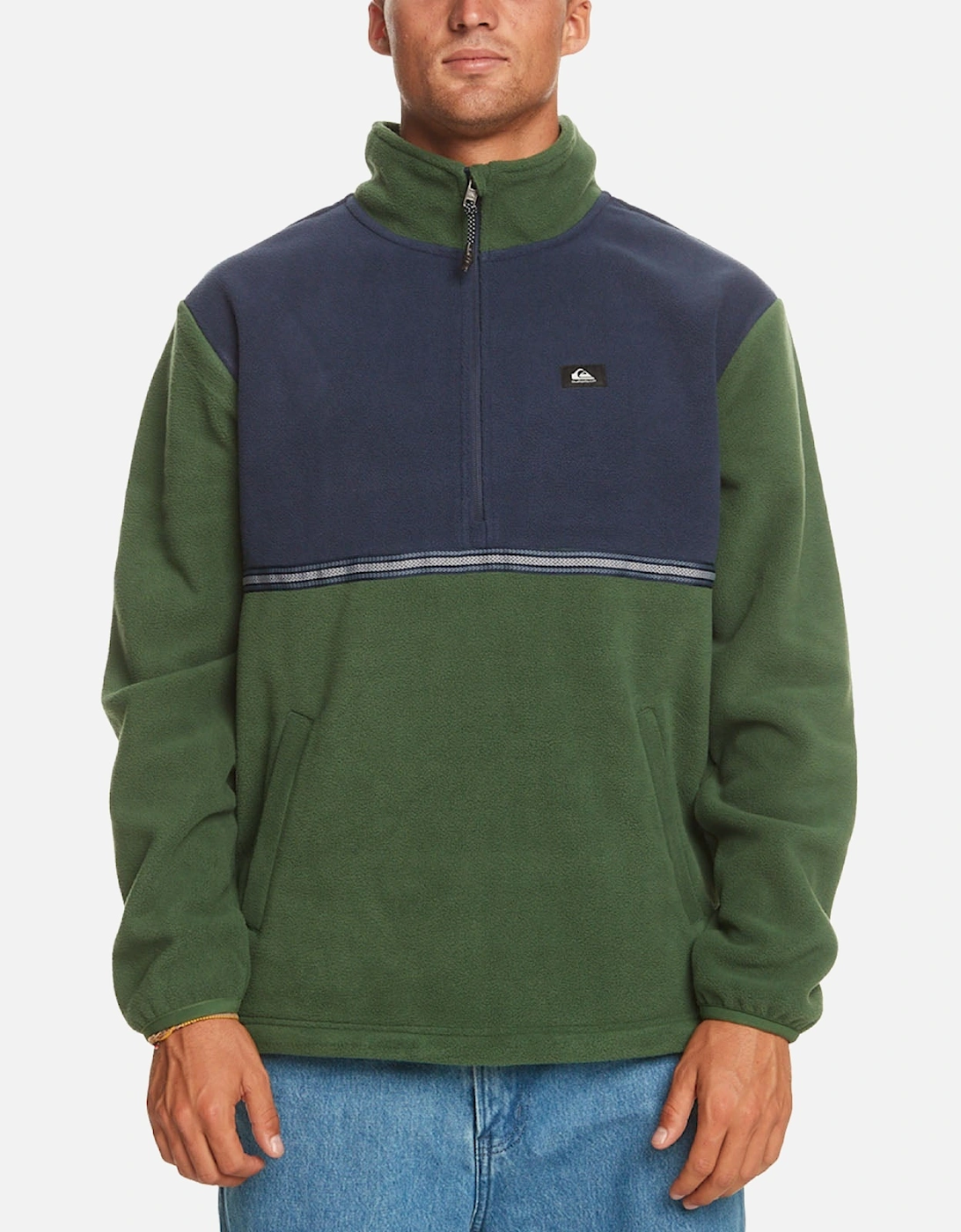 Mens Taped Off Half Zip Pullover High Neck Fleece - Greener Pastures, 3 of 2