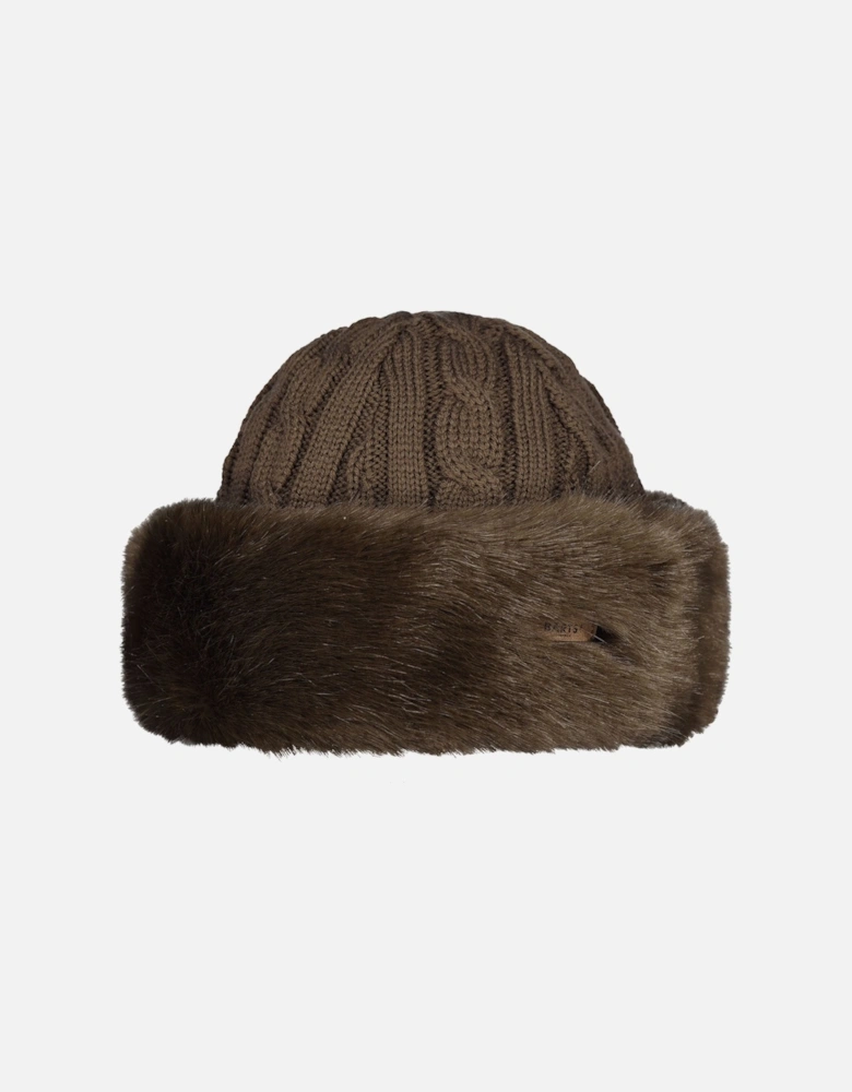 Womens Fur Cable Band Hat