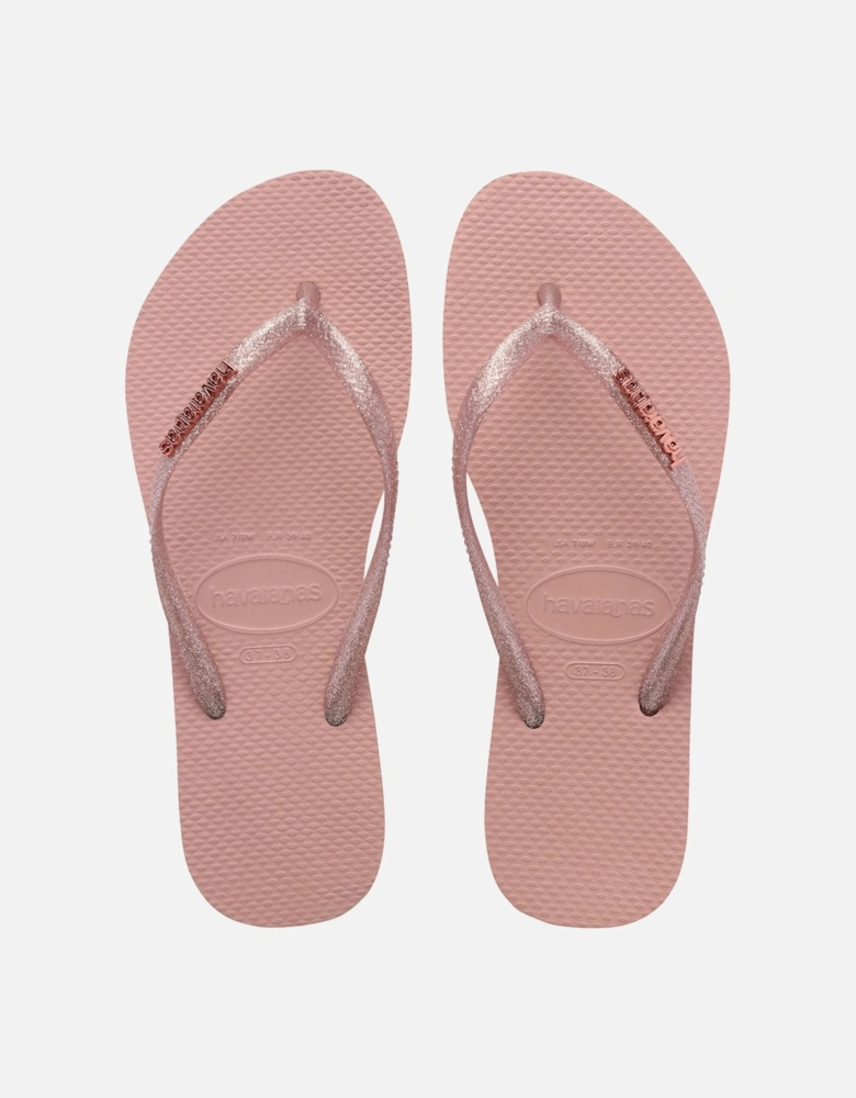 Slim Logo Metallic Flip Flops