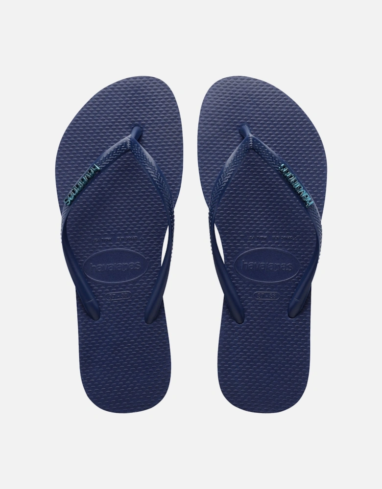 Slim Logo Metallic Flip Flops