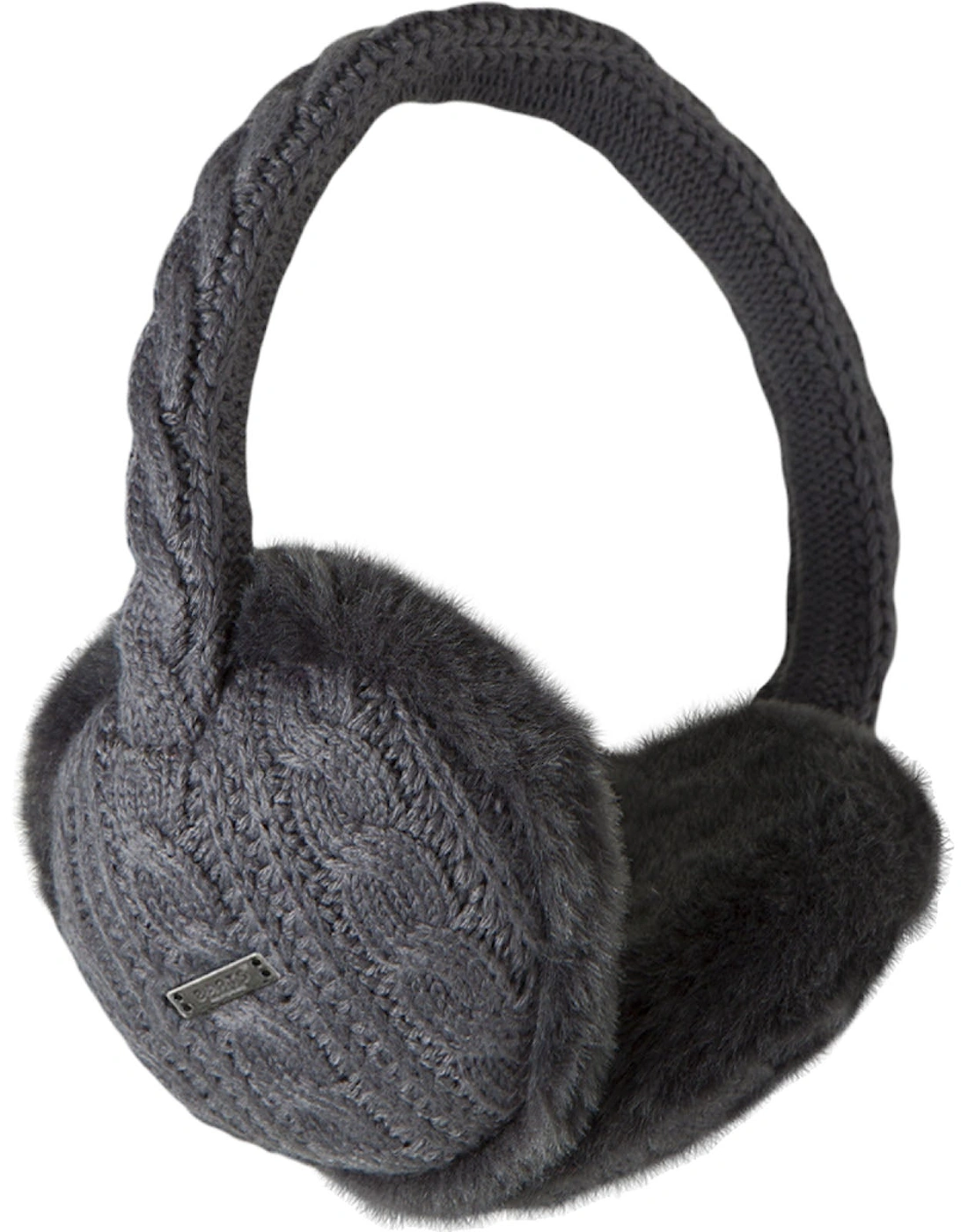 Womens Monique Faux Fur Cable Knit Ear Muffs Earwarmers, 2 of 1