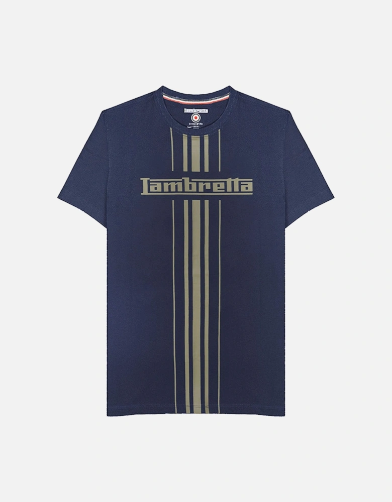 Stripe Print T-Shirt - Navy