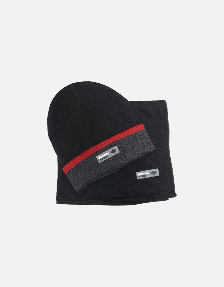 Mens Amino Knitted Beanie Hat & Scarf Gift Box Set