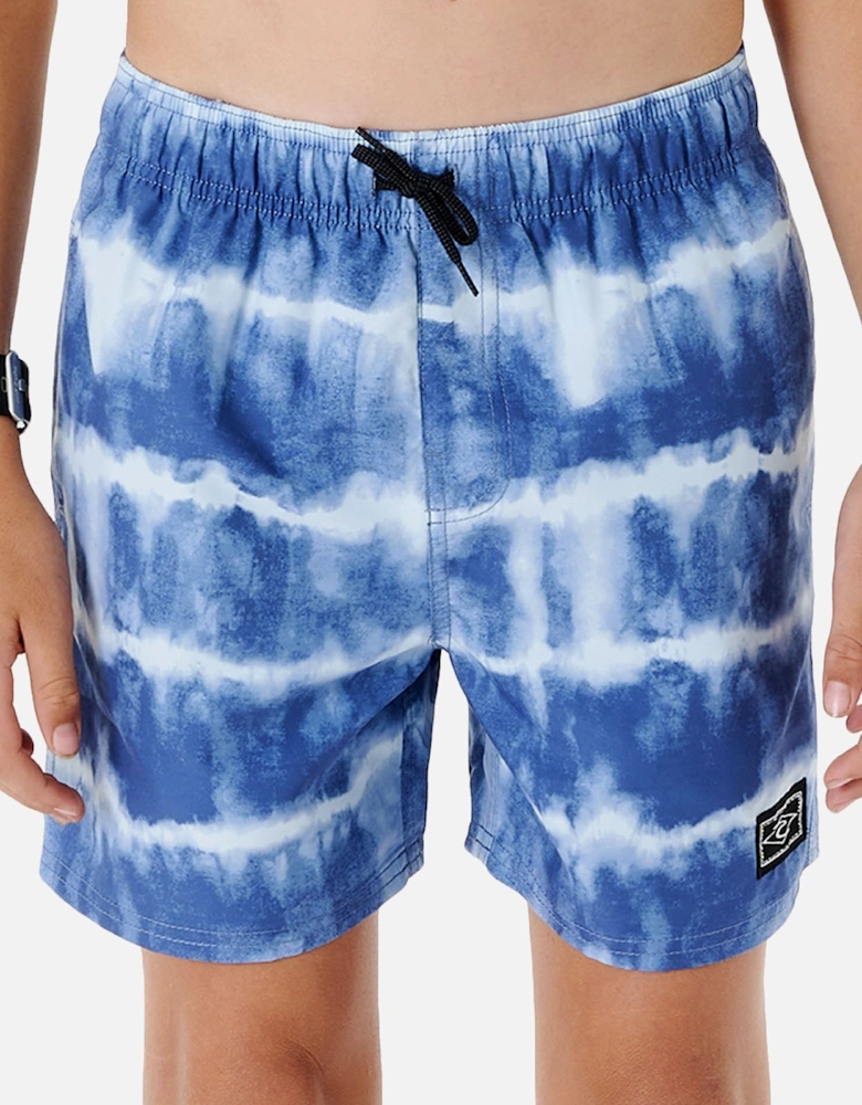 Rip Curl Kids Tube Heads Dye Volley Swimming Boardshorts - Dusty Blue