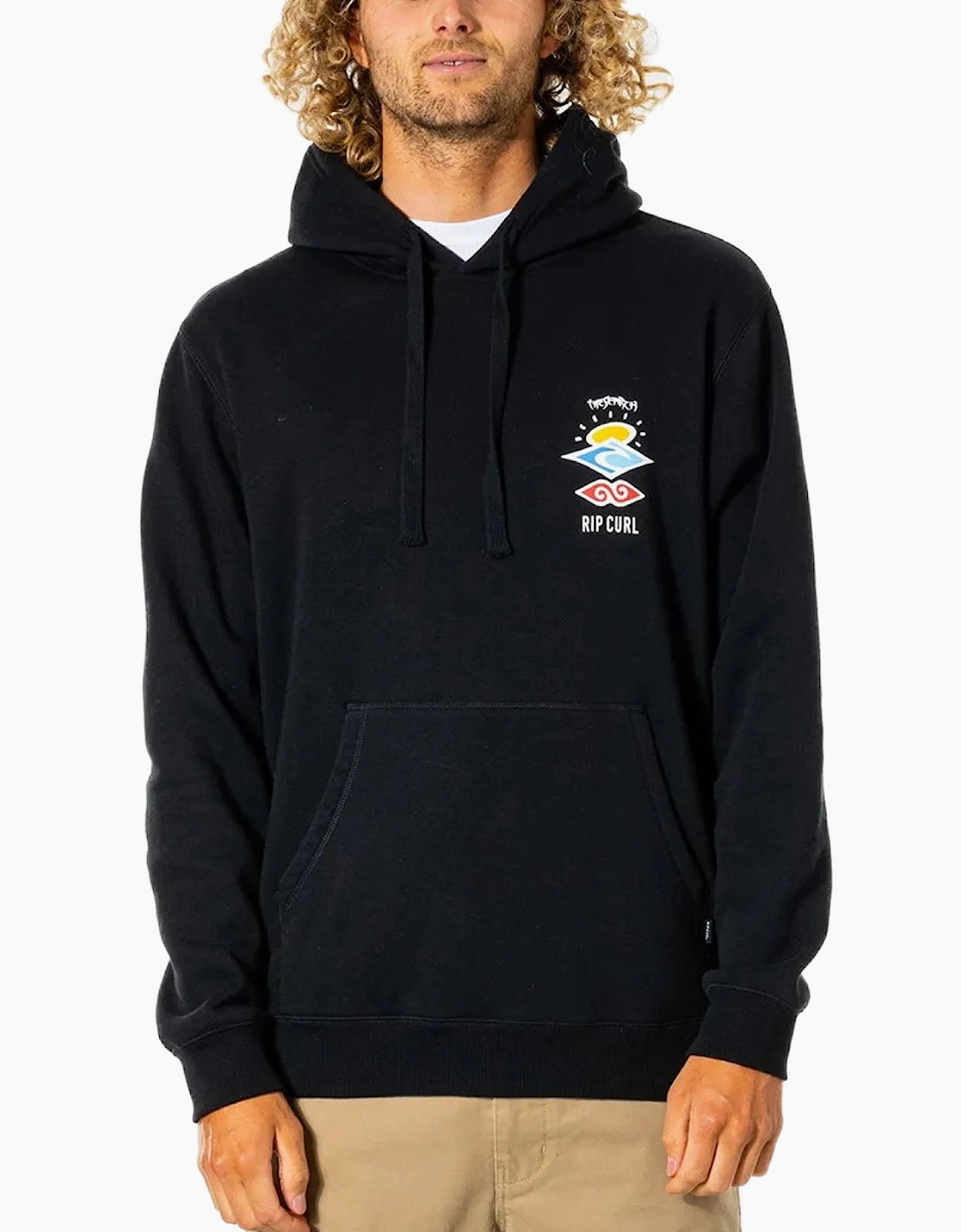 Ripcurl Men's Black Rip Curl Search Icon Fleece Pullover Hoodie  S