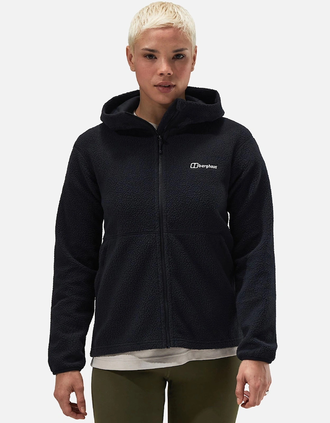 Womens Anagram Full Zip Hooded Fleece Jacket - Black, 17 of 16