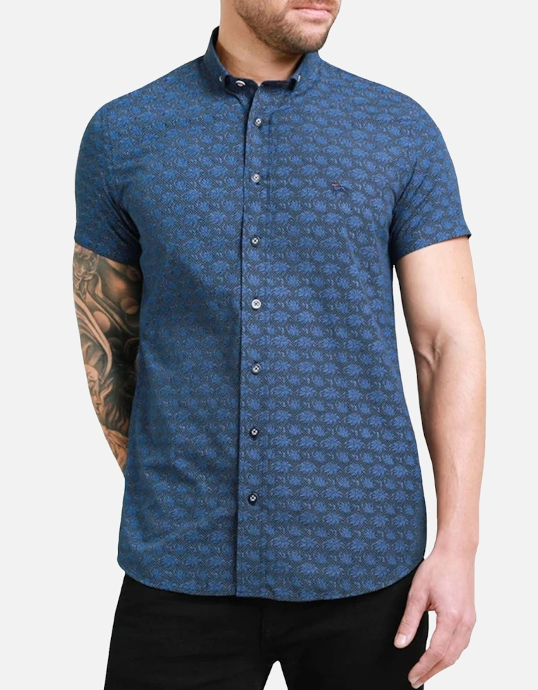 Bewley Ritch Mens Regent Big Tall Print Shirt - Blue